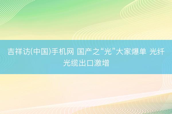 吉祥访(中国)手机网 国产之“光”大家爆单 光纤光缆出口激增