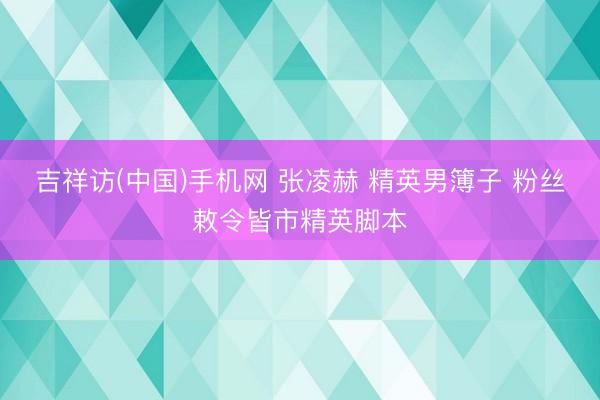吉祥访(中国)手机网 张凌赫 精英男簿子 粉丝敕令皆市精英脚本