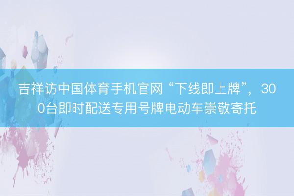 吉祥访中国体育手机官网 “下线即上牌”，300台即时配送专用号牌电动车崇敬寄托