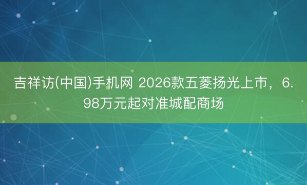 吉祥访(中国)手机网 2026款五菱扬光上市,6.98万元起对准城配商场