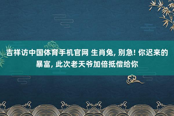 吉祥访中国体育手机官网 生肖兔, 别急! 你迟来的暴富, 此次老天爷加倍抵偿给你