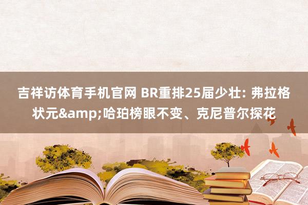 吉祥访体育手机官网 BR重排25届少壮: 弗拉格状元&哈珀榜眼不变、克尼普尔探花