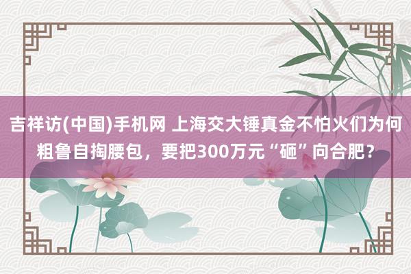 吉祥访(中国)手机网 上海交大锤真金不怕火们为何粗鲁自掏腰包，要把300万元“砸”向合肥？